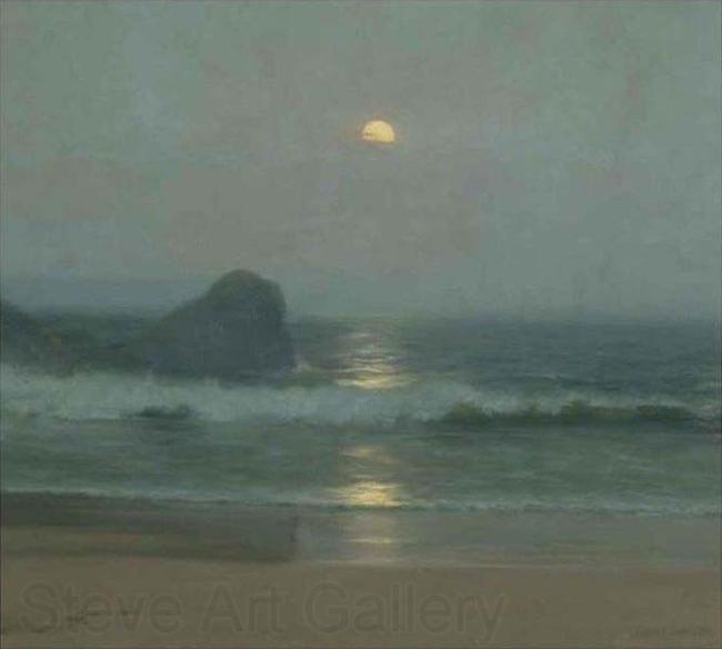 Lionel Walden Moonlight Over the Coast, oil painting by Lionel Walden Germany oil painting art